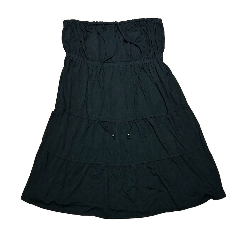 TIBI Strapless‎ Dress Tiered Black Rayon Spandex Size Small